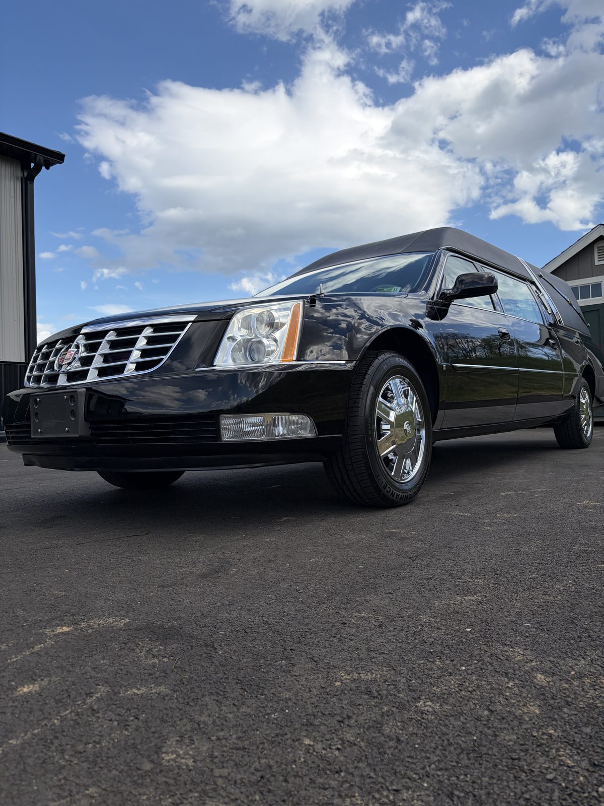 Black Cadillac hearse after full exterior detail at Next Level Auto Martinsburg